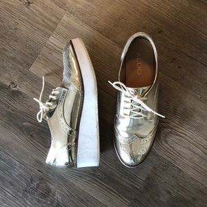 Aldo silver sneaker wedge